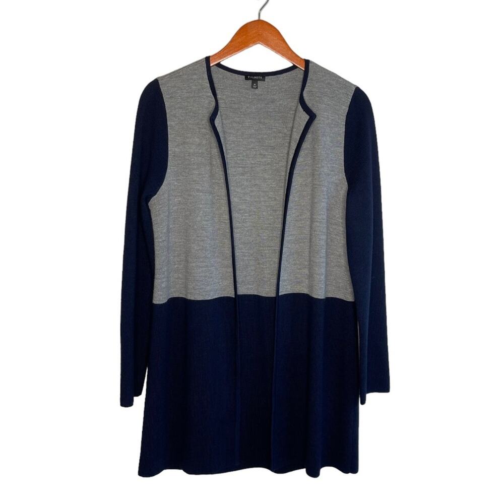 Talbots Navy and Gray Colorblock Cardigan